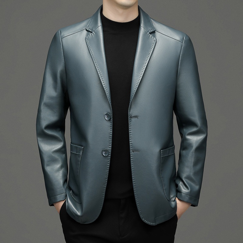 Leather Work Jacket - جديد الرجال بليزرات جلدية حقيقية سليم