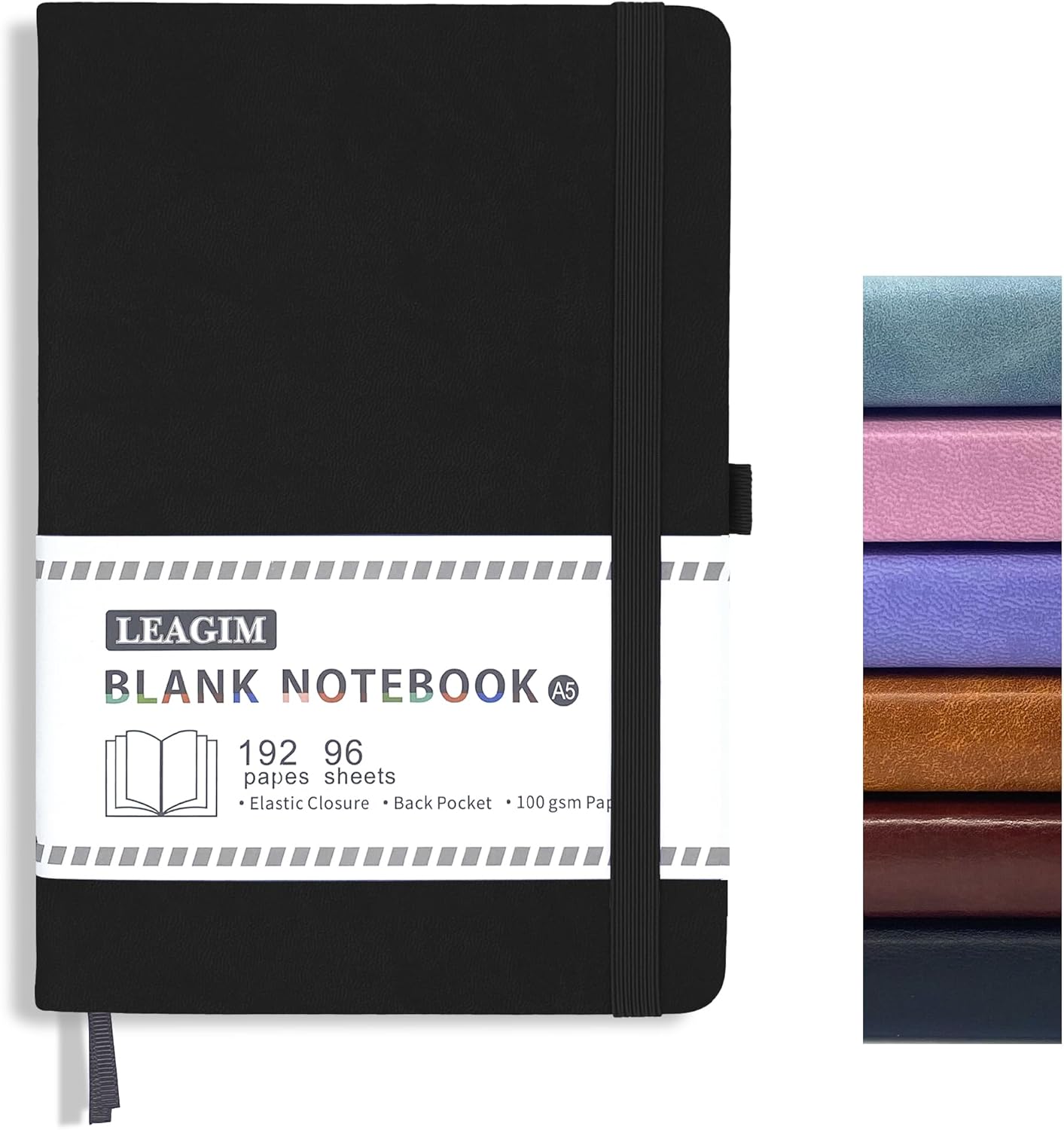 Leatherwork Products - دفتر يوميات فارغ A5، 192 صفحة،