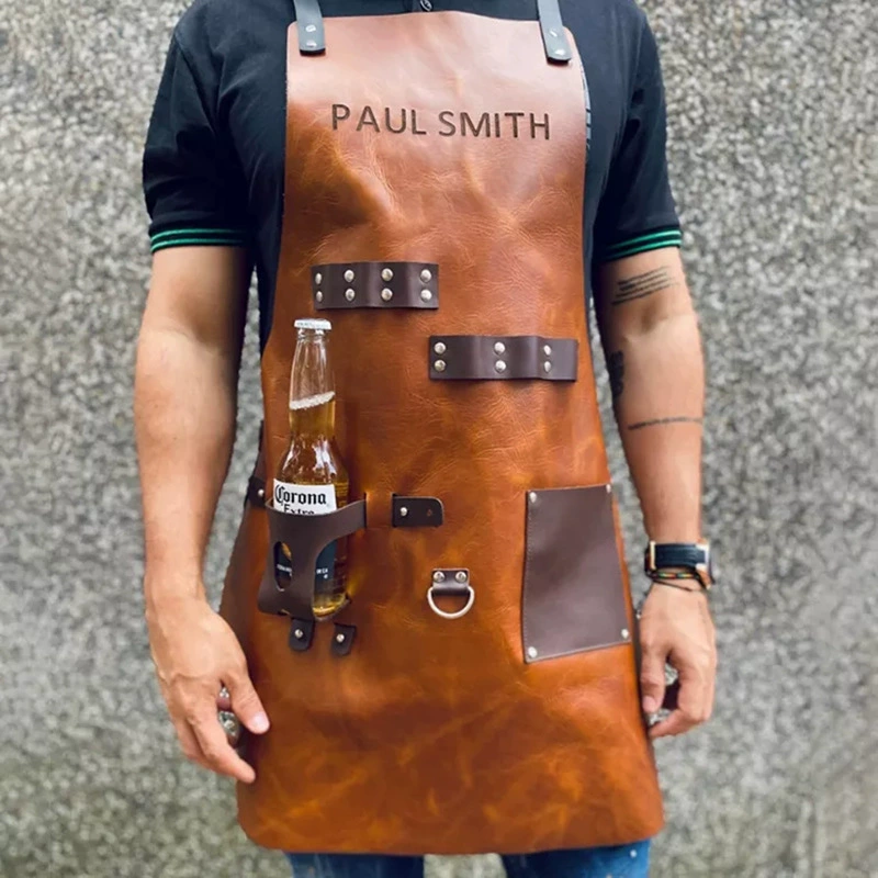 Leatherwork Products - مريلة مطبخ خارجية للشواء من جلد