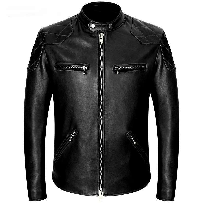 Leather Work Jacket - 100% حقيقية لينة جلد الغنم المدبوغة