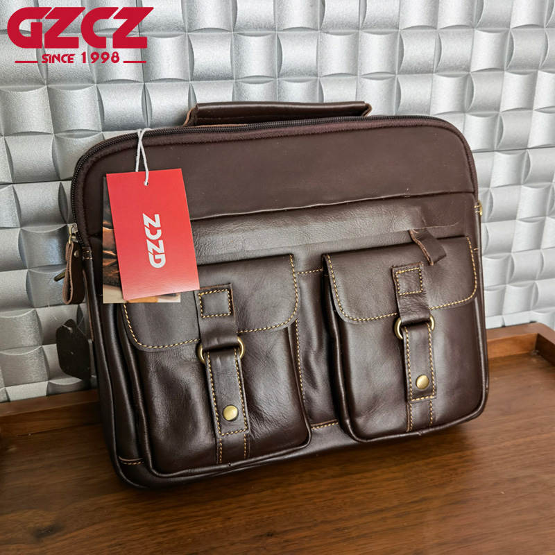 Leather Work Handbag - حقيبة يد رجالية GZCZ للعمل والترفيه،