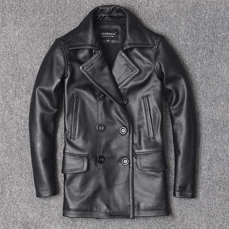 Leather Work Jacket - جاكيت رجالي من الجلد الطبيعي بقصة