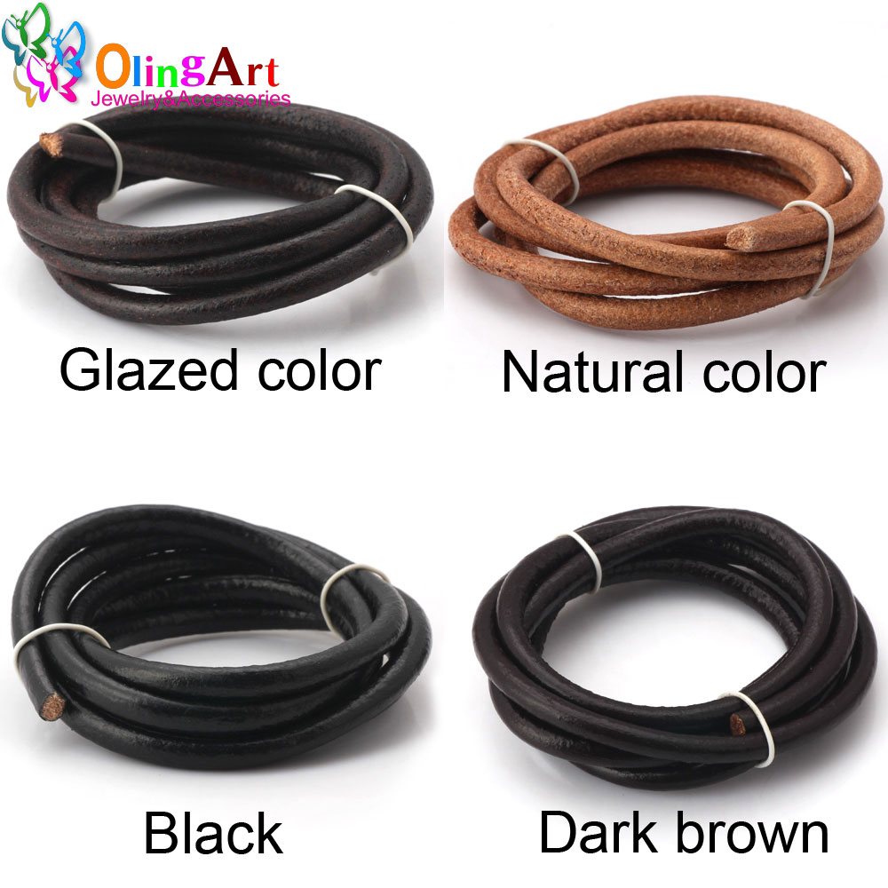 Leatherwork Diy - Olingart ضياء 1.5/2/3/4/5/6 مللي متر أسود/الطبيعي/البني/الصقيل