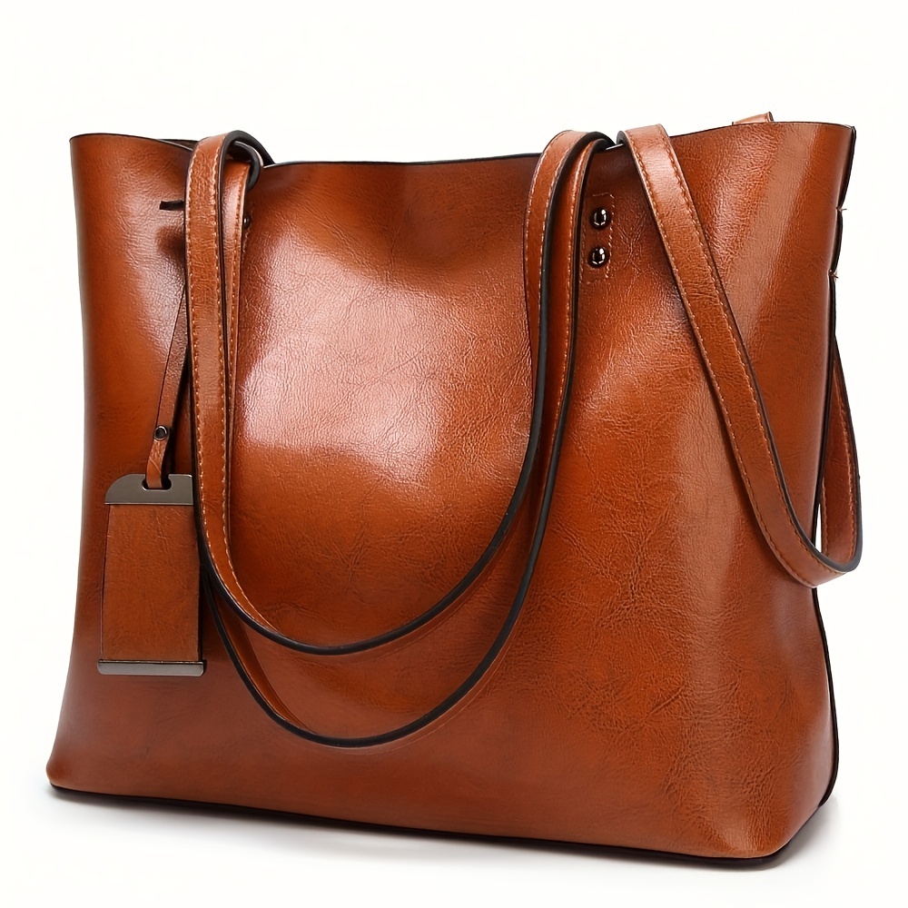 Leather Work Handbag - حقيبة يد جلدية كلاسيكية كلاسيكية للنساء