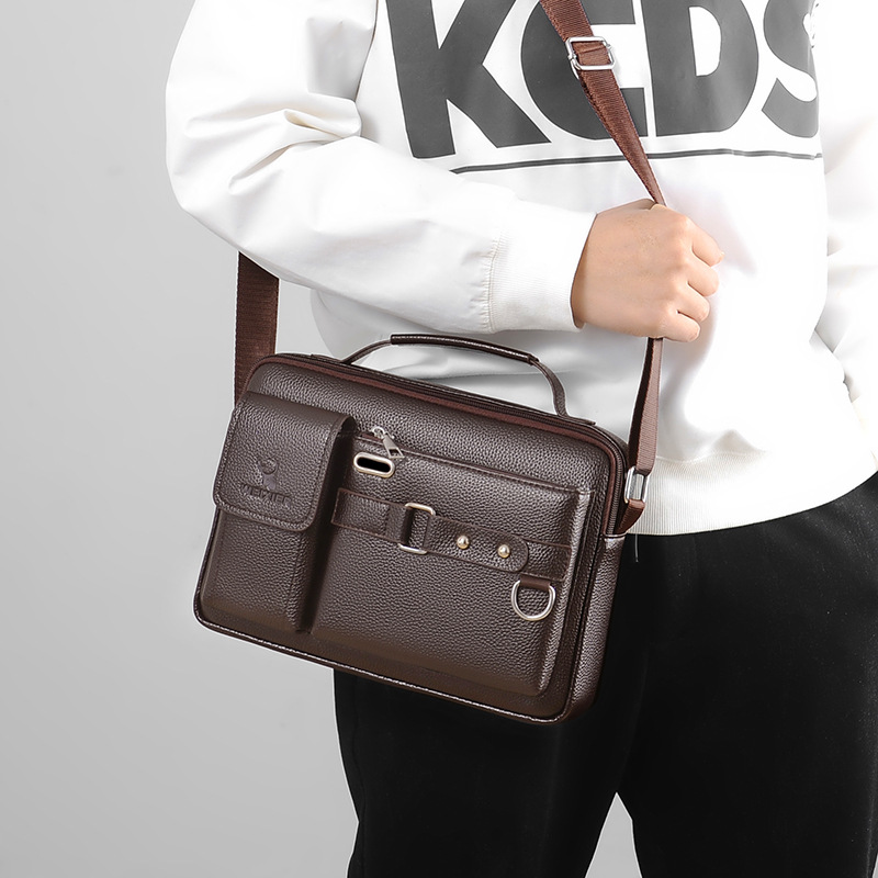 العلامة التجارية الرجال حقيبة  - مراجعة Leather Work Handbag وسعره