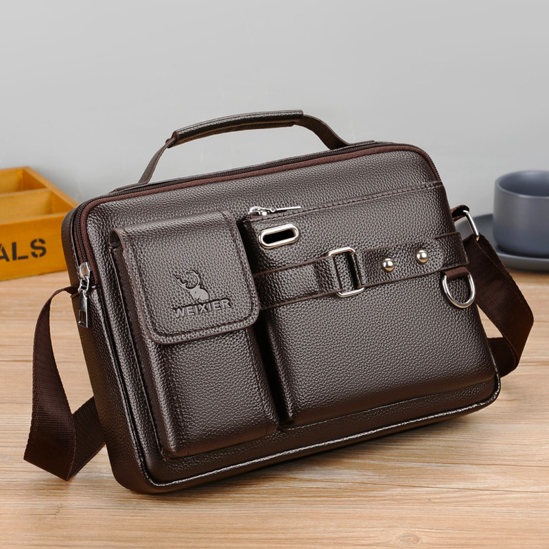 العلامة التجارية الرجال حقيبة  - مراجعة Leather Work Handbag وسعره