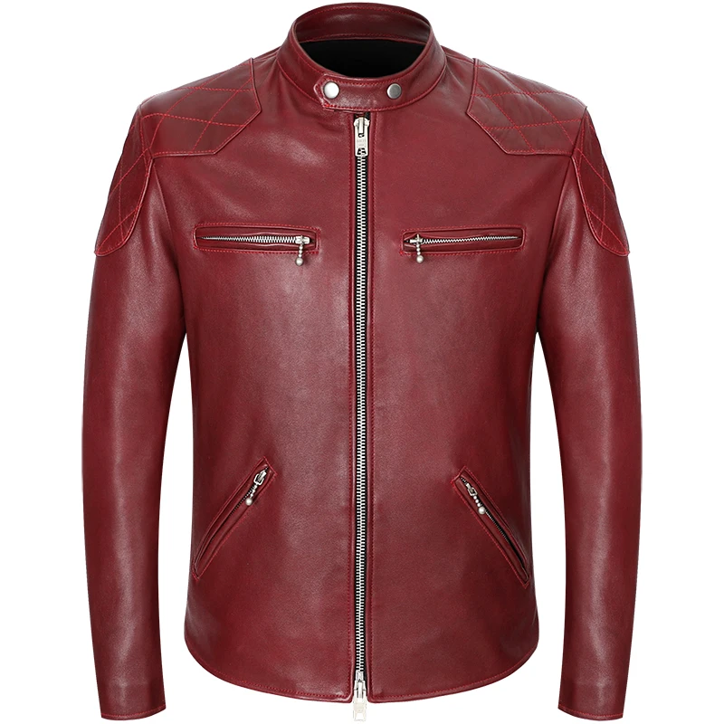 100% حقيقية لينة جلد الغنم الم - مراجعة Leather Work Jacket وسعره