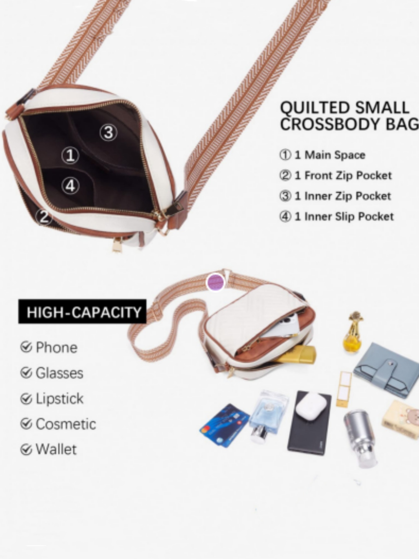 حقيبة كروس نسائية مبطنة، منظم  - مراجعة Leatherwork Products وسعره