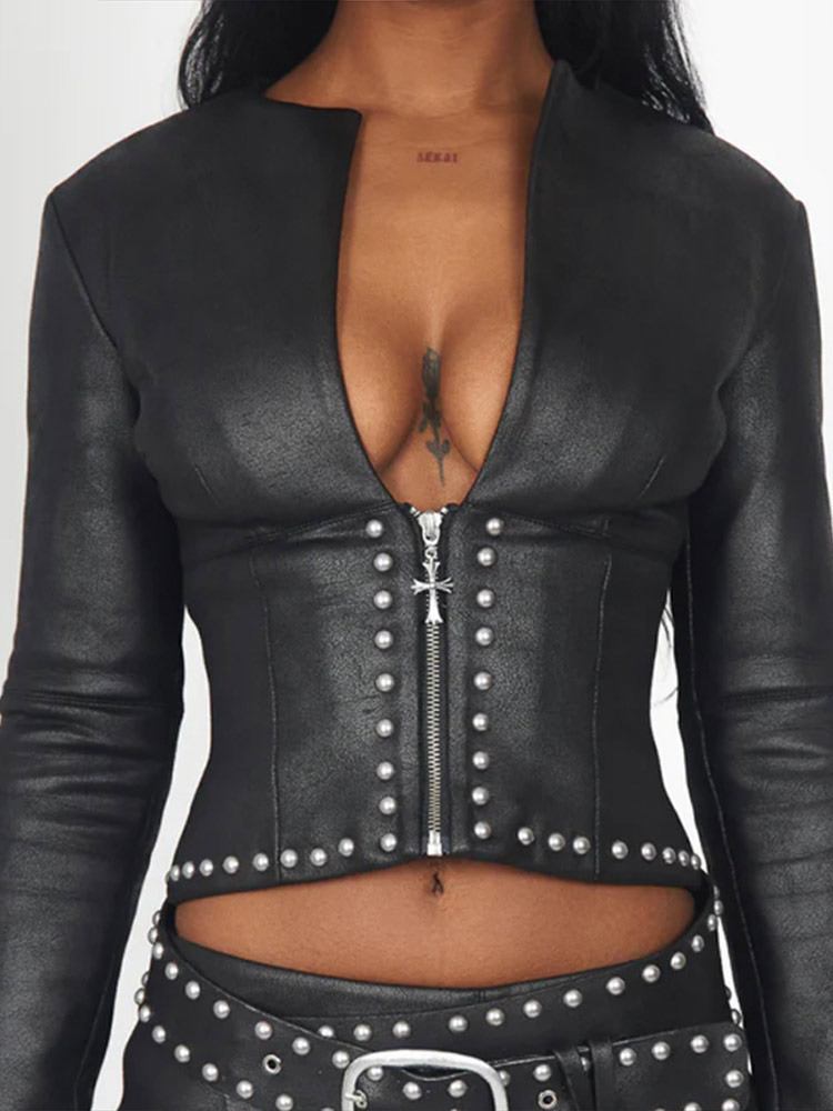 طقم نسائي عصري من قطعتين: جاكي - مراجعة Leather Work Jacket وسعره