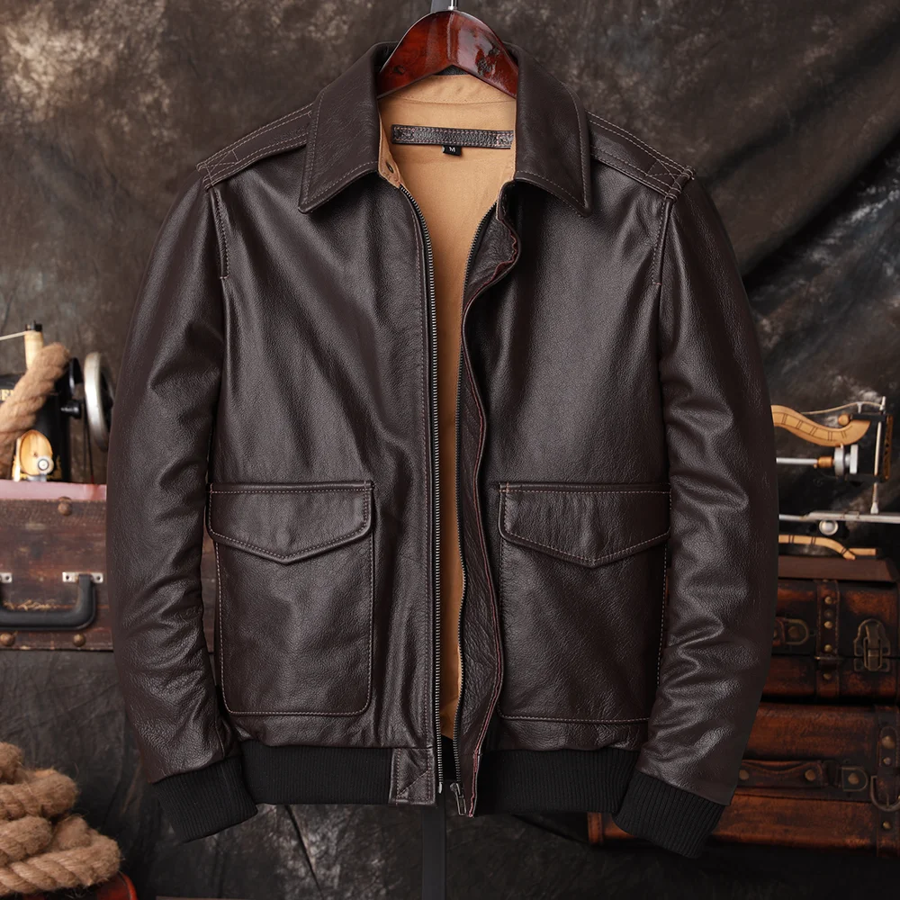 سترة طيار A2 من الجلد الطبيعي  - مراجعة Leather Work Jacket وسعره