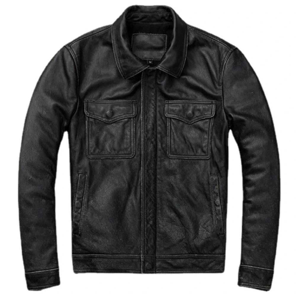 جاكيت رجالي من الجلد الأصلي ال - مراجعة Leather Work Jacket وسعره