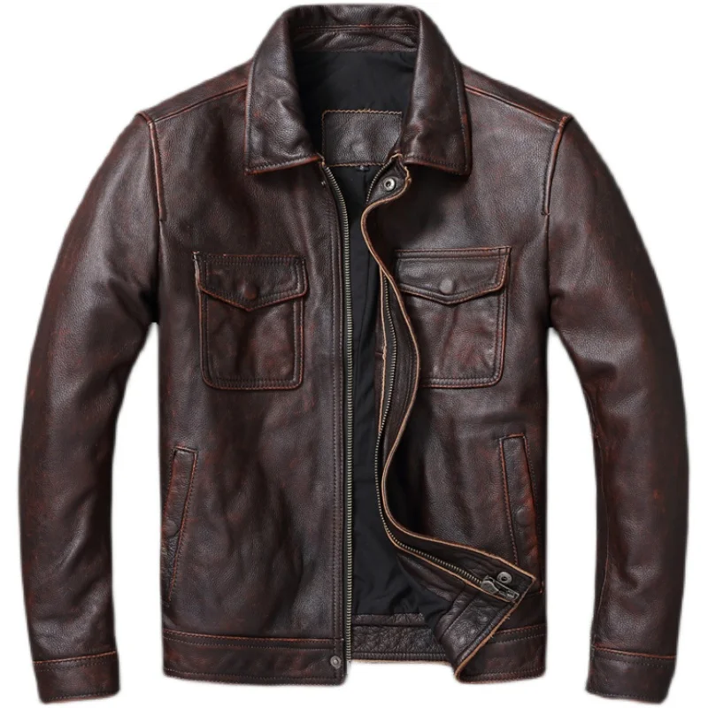 جاكيت رجالي من الجلد الأصلي ال - مراجعة Leather Work Jacket وسعره